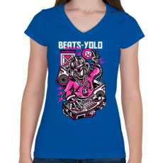 PRINTFASHION Ütős - Női V-nyakú póló - Királykék