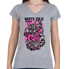 PRINTFASHION Ütős - Női V-nyakú póló - Sport szürke