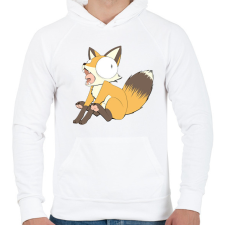 PRINTFASHION Üvöltő róka - Férfi kapucnis pulóver - Fehér férfi pulóver, kardigán