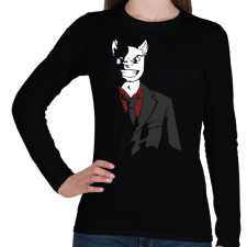 PRINTFASHION Üzlet Macska - Női hosszú ujjú póló - Fekete női póló