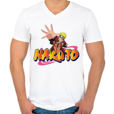 PRINTFASHION Uzumaki Naruto - Férfi V-nyakú póló - Fehér
