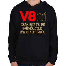 PRINTFASHION V8 benzin - Gyerek kapucnis pulóver - Fekete gyerek pulóver, kardigán