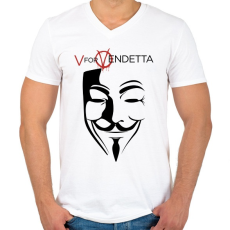 PRINTFASHION V for Vendetta - Férfi V-nyakú póló - Fehér