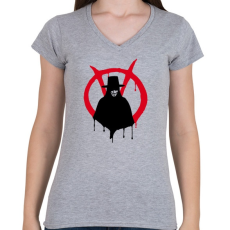 PRINTFASHION V for vendetta - Női V-nyakú póló - Sport szürke