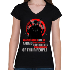 PRINTFASHION v for vendetta quotes - Női V-nyakú póló - Fekete