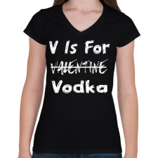 PRINTFASHION V for vodka - Női V-nyakú póló - Fekete női póló