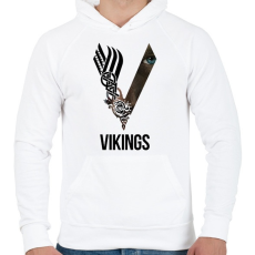 PRINTFASHION V - Vikings - Férfi kapucnis pulóver - Fehér