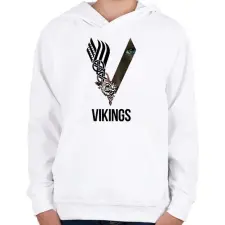 PRINTFASHION V - Vikings - Gyerek kapucnis pulóver - Fehér gyerek pulóver, kardigán
