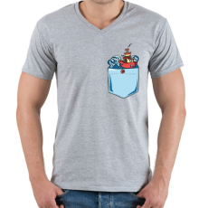 PRINTFASHION Vad hullámok - Férfi V-nyakú póló - Sport szürke