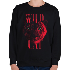 PRINTFASHION Vad macska - Gyerek pulóver - Fekete