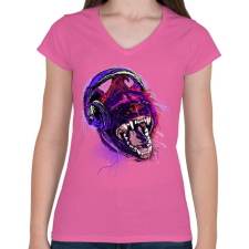 PRINTFASHION Vad zenék - Női V-nyakú póló - Rózsaszín női póló