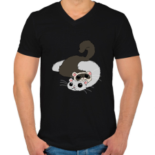 PRINTFASHION Vadas és fehér színű vadászgörény - Férfi V-nyakú póló - Fekete férfi póló