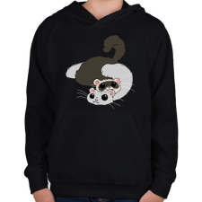 PRINTFASHION Vadas és fehér színű vadászgörény - Gyerek kapucnis pulóver - Fekete gyerek pulóver, kardigán