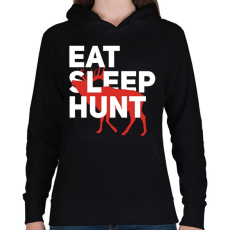 PRINTFASHION Vadász (Eat, Sleep, Hunt) - Női kapucnis pulóver - Fekete