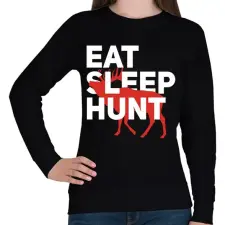 PRINTFASHION Vadász (Eat, Sleep, Hunt) - Női pulóver - Fekete női pulóver, kardigán
