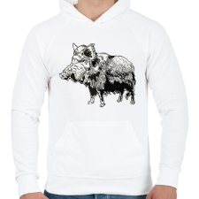 PRINTFASHION Vaddisznó - Férfi kapucnis pulóver - Fehér férfi pulóver, kardigán