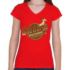 PRINTFASHION Vadló - Női V-nyakú póló - Piros női póló