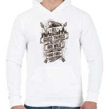 PRINTFASHION Vadon és szabadon - Férfi kapucnis pulóver - Fehér férfi pulóver, kardigán