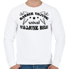 PRINTFASHION Vágjunk bele - Férfi pulóver - Fehér