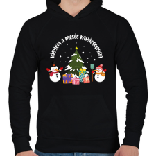 PRINTFASHION Vágyom a mesés karácsonyra - Férfi kapucnis pulóver - Fekete férfi pulóver, kardigán