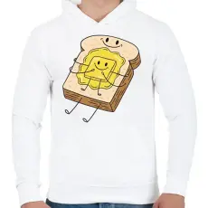 PRINTFASHION Vajas kenyér - Férfi kapucnis pulóver - Fehér