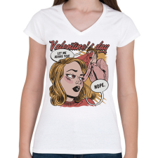 PRINTFASHION Valentin nap - hadd imádjalak - nope - Női V-nyakú póló - Fehér női póló