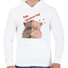 PRINTFASHION Valentin napi capybara - Férfi kapucnis pulóver - Fehér