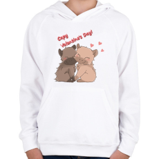 PRINTFASHION Valentin napi capybara - Gyerek kapucnis pulóver - Fehér