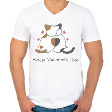 PRINTFASHION Valentin napi cicák - Férfi V-nyakú póló - Fehér férfi póló
