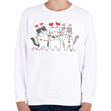 PRINTFASHION Valentin napi cicák - Gyerek pulóver - Fehér gyerek pulóver, kardigán