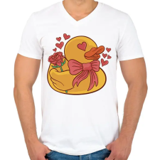 PRINTFASHION Valentin napi kacsa - Férfi V-nyakú póló - Fehér férfi póló