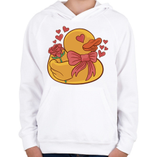 PRINTFASHION Valentin napi kacsa - Gyerek kapucnis pulóver - Fehér gyerek pulóver, kardigán