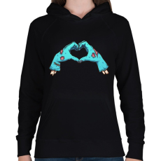 PRINTFASHION Valentin szív zombi - Női kapucnis pulóver - Fekete