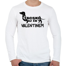 PRINTFASHION Valentin tacskóm - Férfi hosszú ujjú póló - Fehér férfi póló