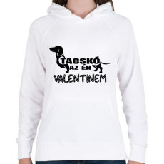 PRINTFASHION Valentin tacskóm - Női kapucnis pulóver - Fehér