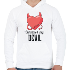 PRINTFASHION Valentine's day Devil - Férfi kapucnis pulóver - Fehér férfi pulóver, kardigán