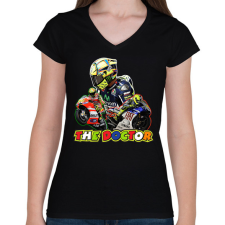 PRINTFASHION Valentino Rossi - The Doctor - Női V-nyakú póló - Fekete női póló