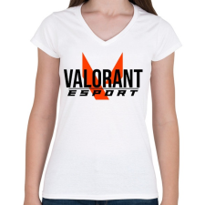PRINTFASHION valorant e sport - Női V-nyakú póló - Fehér női póló