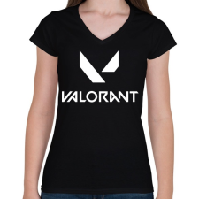 PRINTFASHION Valorant logo - Női V-nyakú póló - Fekete női póló