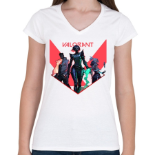 PRINTFASHION Valorant - Női V-nyakú póló - Fehér női póló