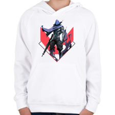 PRINTFASHION Valorant Omen - Gyerek kapucnis pulóver - Fehér gyerek pulóver, kardigán