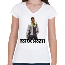 PRINTFASHION Valorant Phoenix - Női V-nyakú póló - Fehér női póló
