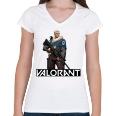 PRINTFASHION Valorant Sova - Női V-nyakú póló - Fehér