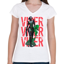 PRINTFASHION Valorant Viper - Női V-nyakú póló - Fehér női póló
