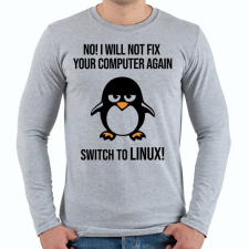 PRINTFASHION Válts linuxra - Férfi hosszú ujjú póló - Sport szürke férfi póló