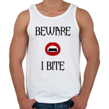 PRINTFASHION VAMPIRE - BEWARE I BITE - Férfi atléta - Fehér atléta, trikó