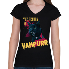 PRINTFASHION Vampurr - Női V-nyakú póló - Fekete