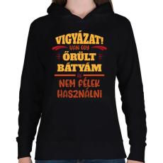 PRINTFASHION Van egy őrült bátyám - Női kapucnis pulóver - Fekete