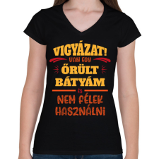 PRINTFASHION Van egy őrült bátyám - Női V-nyakú póló - Fekete női póló