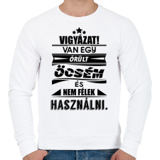 PRINTFASHION Van egy őrült öcsém - Férfi pulóver - Fehér férfi pulóver, kardigán